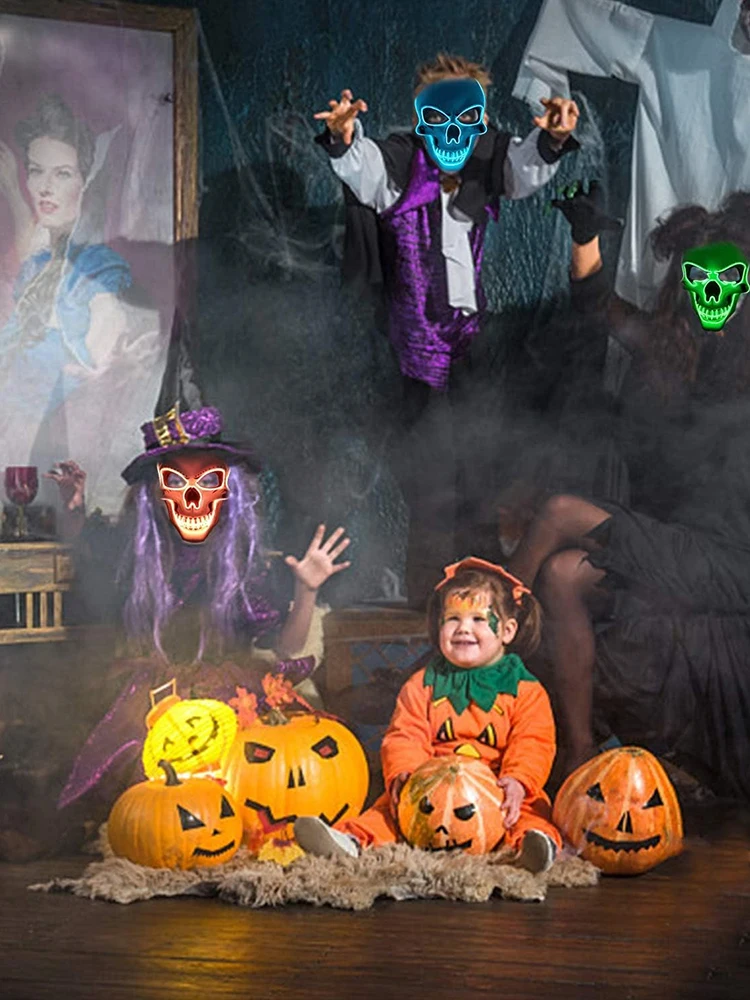 Moda Horror Halloween Maschera con teschio Luce a LED Costume cosplay Maschera cosplay Halloween Maschera con teschio luminoso Festa di Halloween