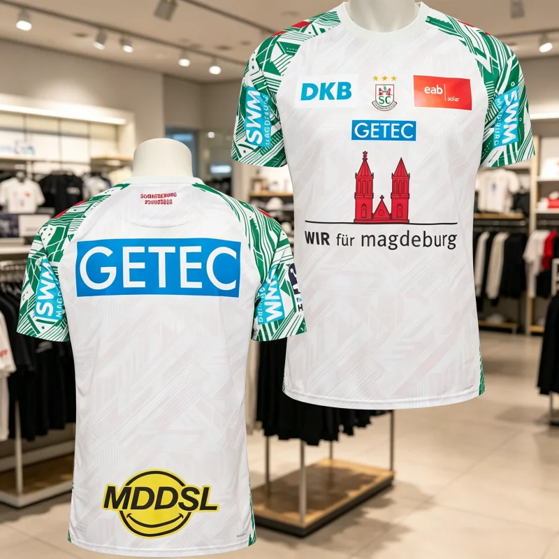 Neuestes 26-25 Herren SC Magdeburg Handball T-Shirt Kinder-Sportbekleidung Handball-Match Atmungsaktives Eltern-Kind-Trikot