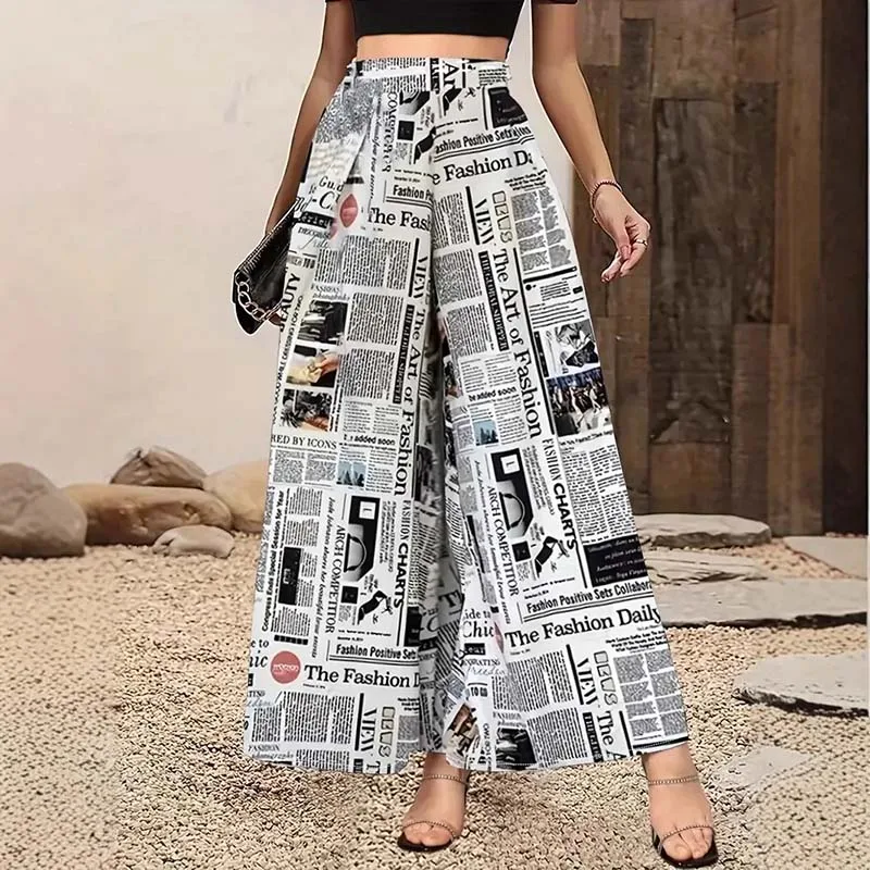2026 New Creative Trend Fashion Print European and American Autumn Women's Casual 3D Digital Print Street Style Wide-leg Pants