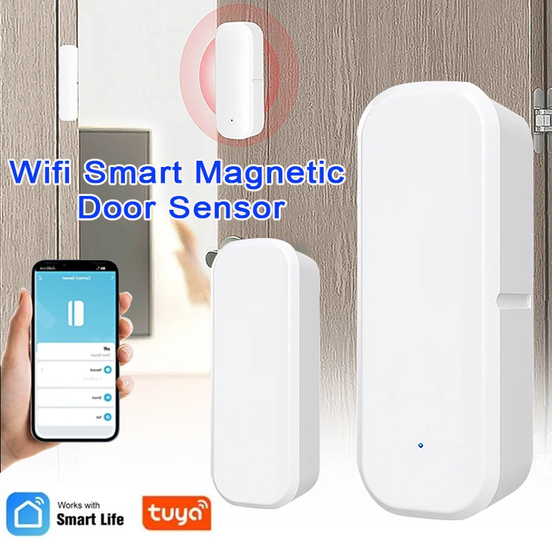 WIFI Tuya Sensore di allarme per porte e finestre per interni domestici Sistema di allarme di sicurezza domestica intelligente Rilevatore di porte aperte/chiuse Funziona
