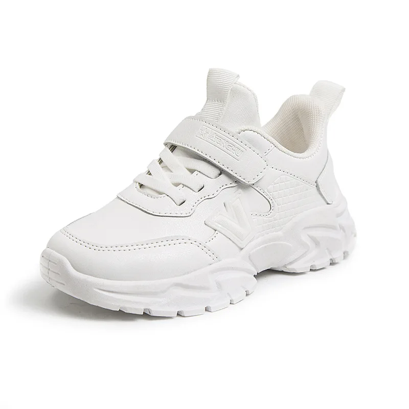 Chaussures de rencontre pour enfants, chaussures blanches pour garçons et filles, surface en cuir, course à pied scolaire, loisirs, nouveau, printemps, été, automne