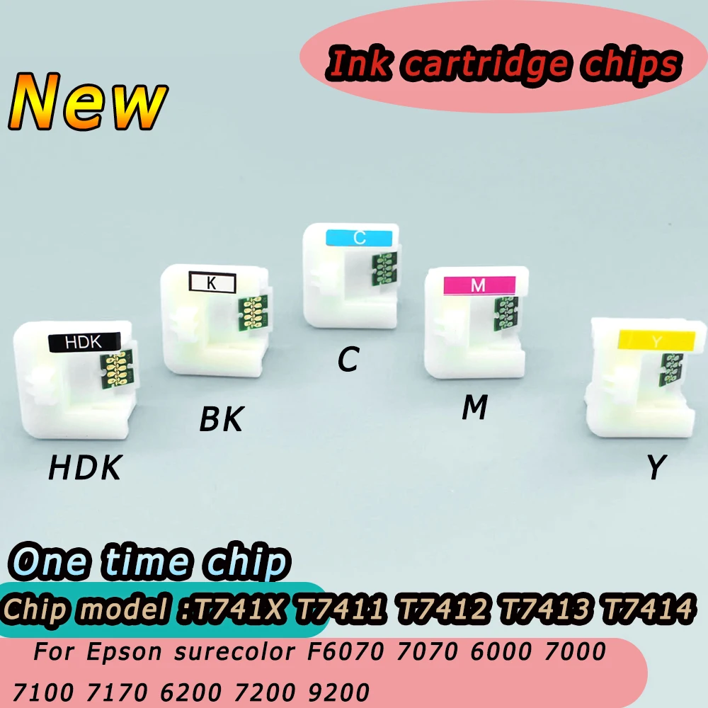 T741X 7411 7414 Cartridge Chip For Epson Surecolor F6070 7070 6000 7000 7100 7170 6200 7200 9200 Ink Chip With Holder