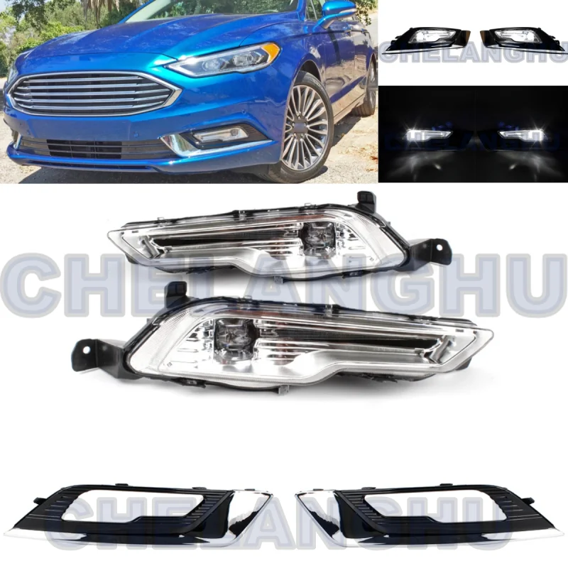 

LED Fog Light For Ford Fusion 2017 2018 1 Set Front Fog Lamp + Grille Cover HS7Z-17B814-CA HS7Z-17B814-CB;HS7Z15200F HS7Z15201F