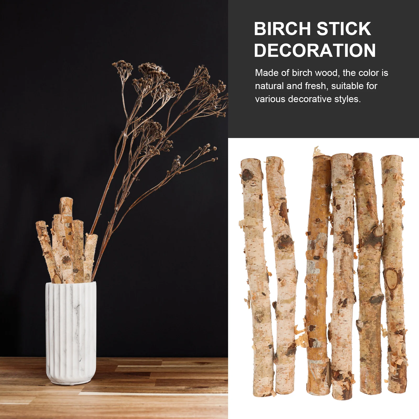 6 Pcs Birch Sticks Natural Twigs Wood Log Accessories Crafting Accessory Wooden Crafts for DIY