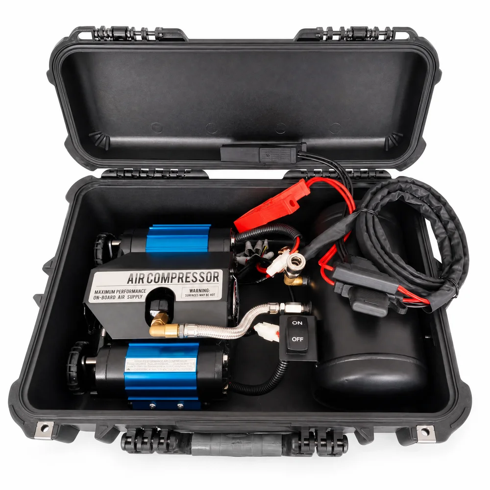Double Cylinders with tank Direct Drive Metal Pump 4x4 Tire Inflator Heavy Duty Double Cylinder Car Air Compressor Factory Sale