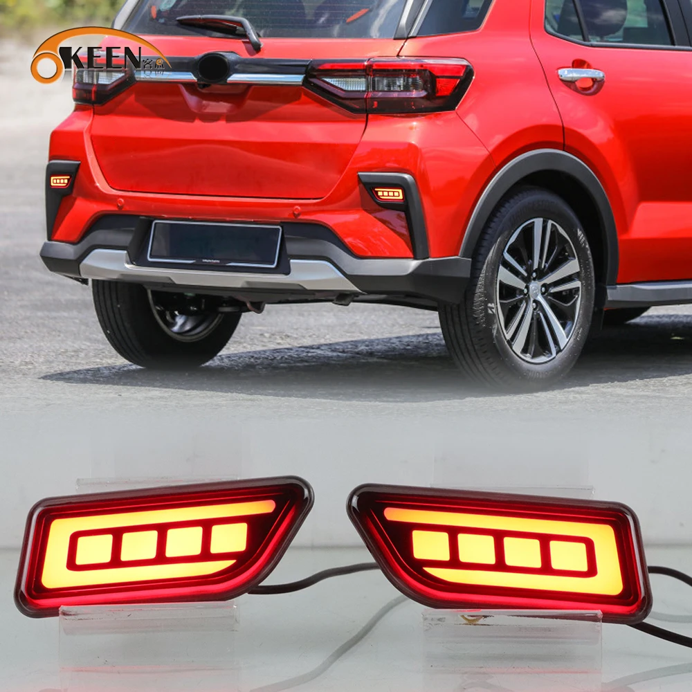 

OKEEN LED Rear Bumper Reflector Lamp For Toyota Perodua Bezza Ativa 2020-2022 Alra 2022 Car Brake Stop Signal Warning Lights 12V