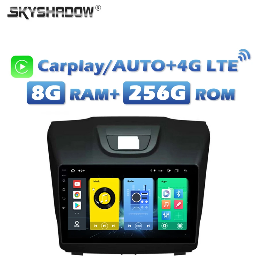 4G SIM Car DVD Player Carplay Auto Android 13.0 8G+256G Wifi Bluetooth RADIO GPS MAP For Chevrolet Colorado S10 Isuzu d-max MU-X