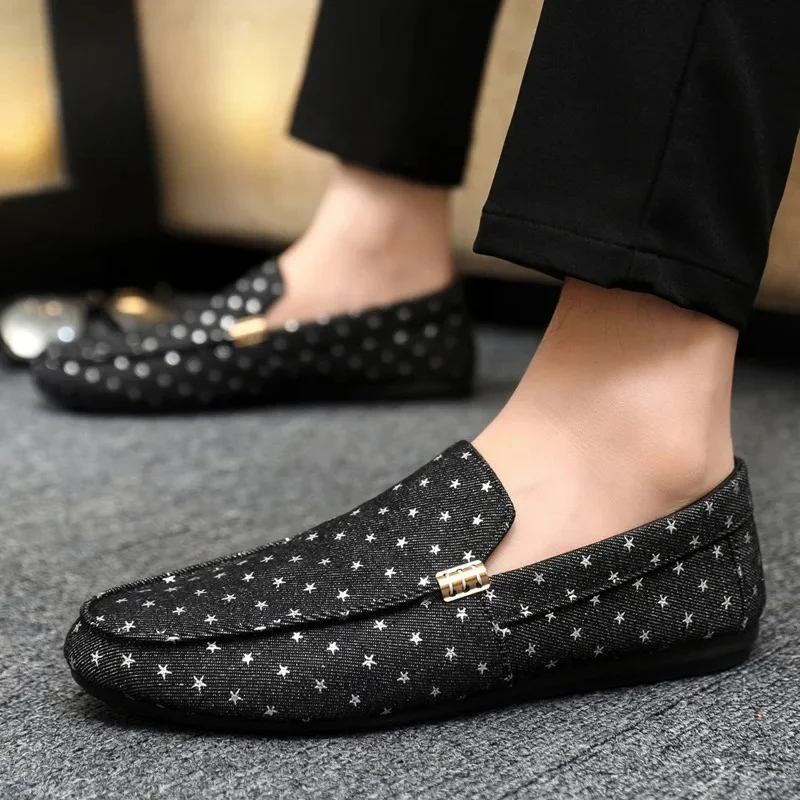 Summer Flat Casual Shoes Men Canvas Loafers Lightweight Breathable Slip-on Shoes Man Comfortable Non-slip Men's Driving Shoes