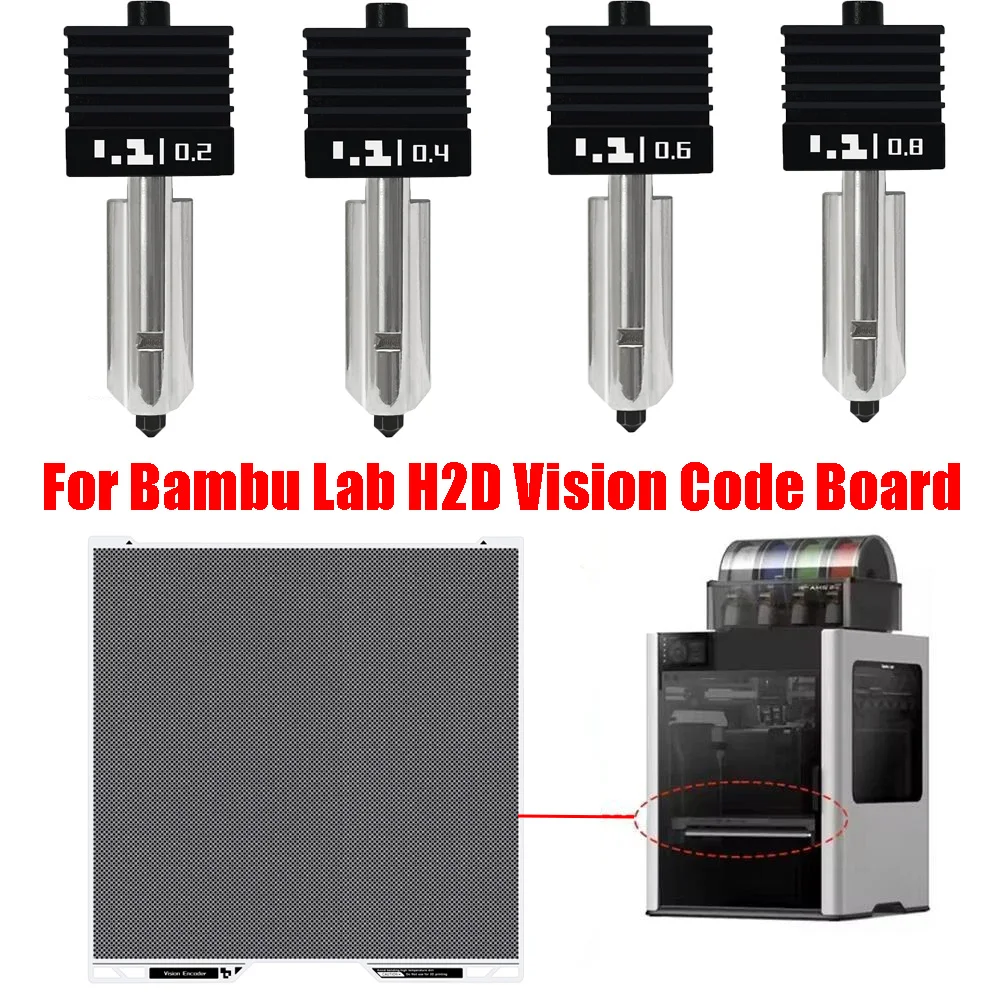 

2025НОВИНКА для Bambu Lab H2D Vision Code Board 50 мкм, усовершенствованный инструмент для калибровки движения, 0,2/0,4/0,6/0,6/0,8 мм, аксессуары с горячим концом