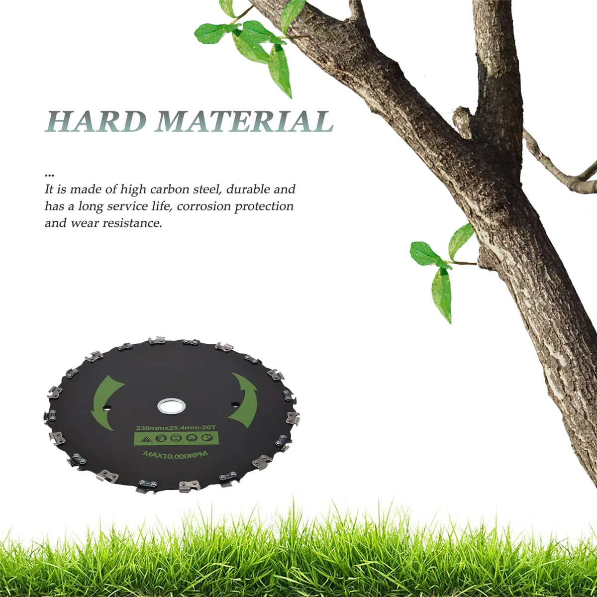 9 นิ้วเลื่อยโซ่ฟันเครื่องตัดหญ้า 20 ฟันลูกโซ่เครื่องตัดแปรงหญ้า Heavy Duty สําหรับแก๊สไฟฟ้า Trimmer Garden (B)