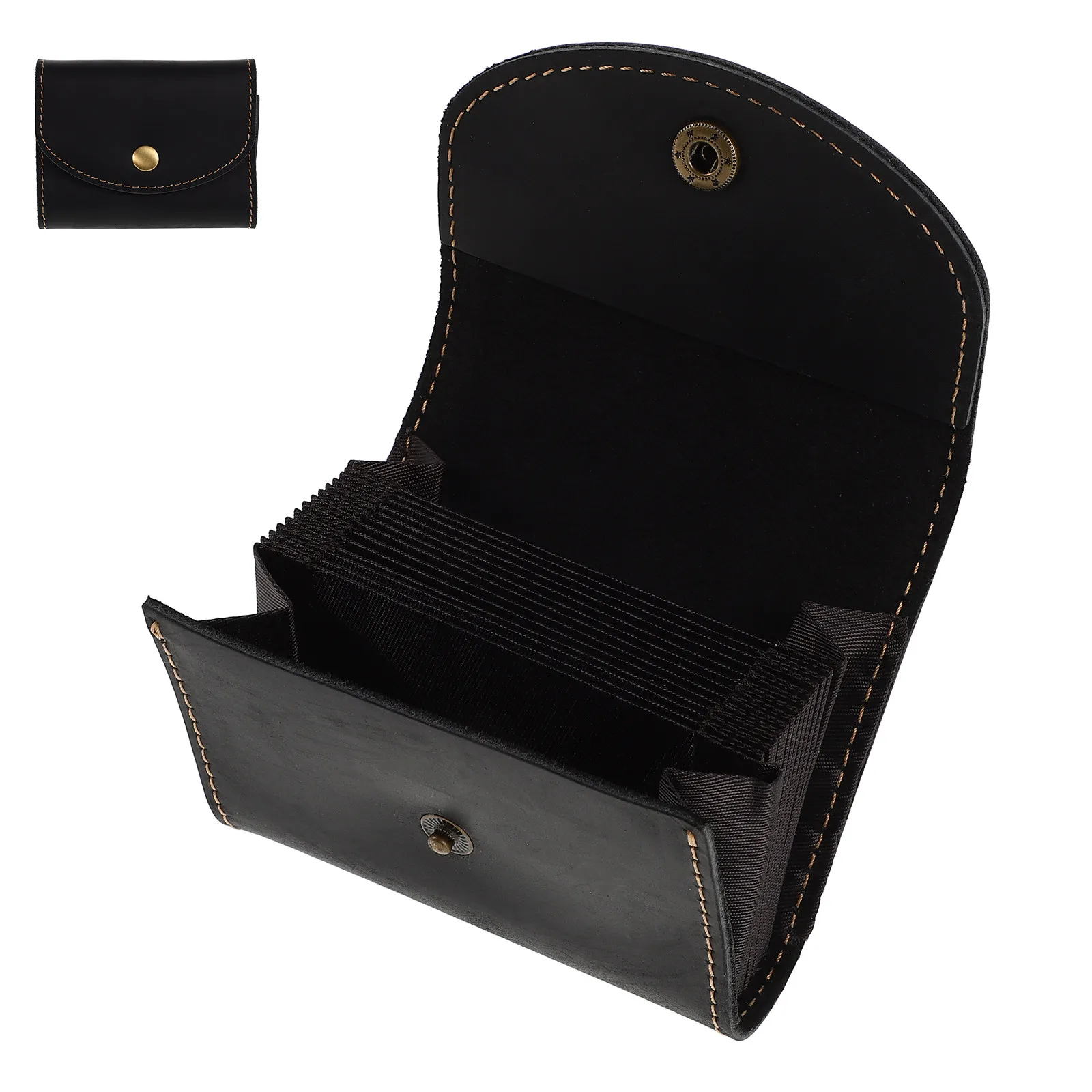 

Cowhide Men's Accordion Card Holder Large Capacity Multi Slot Credit Card Organizer for Business Travel Daily Use Minimalist