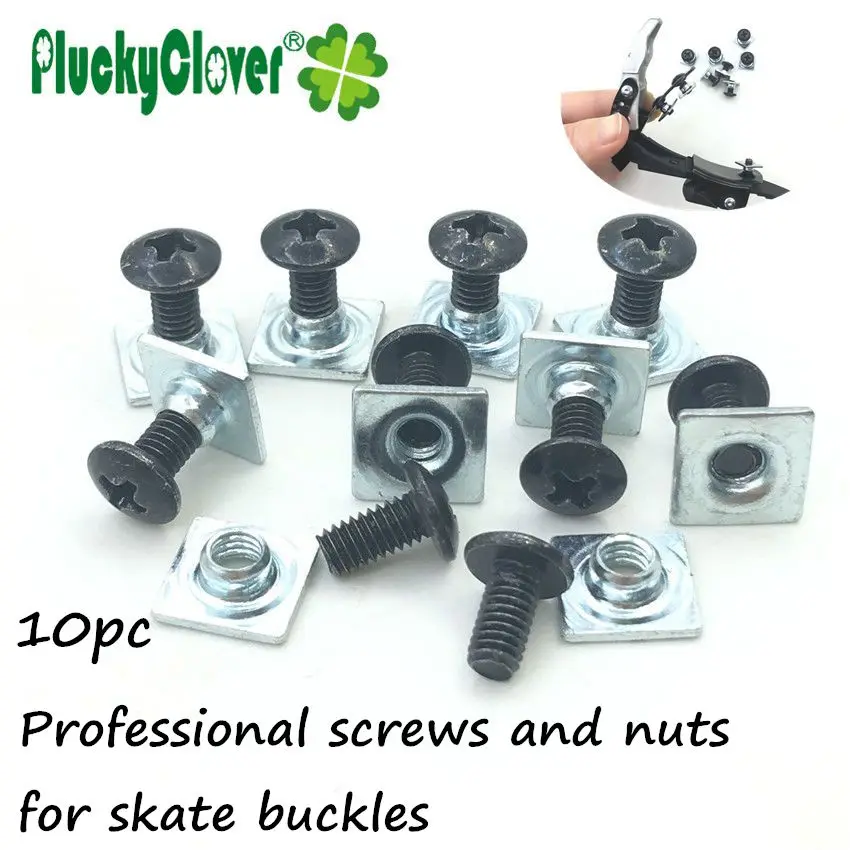 10 pcs/lot Iron Buckle Screws and Nuts For Inline Skates Shoes SEBA Slalom HV Speed Skating Buckle Part Buckle Screw Accessories