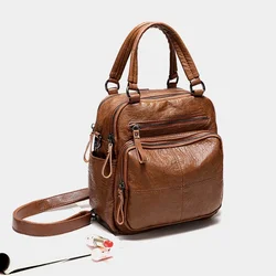 Backpack Women 2024 New Fashion Multi Functional Bag Versatile One Shoulder Personalized Handbag PU Waterproof Messenger Bags 가방
