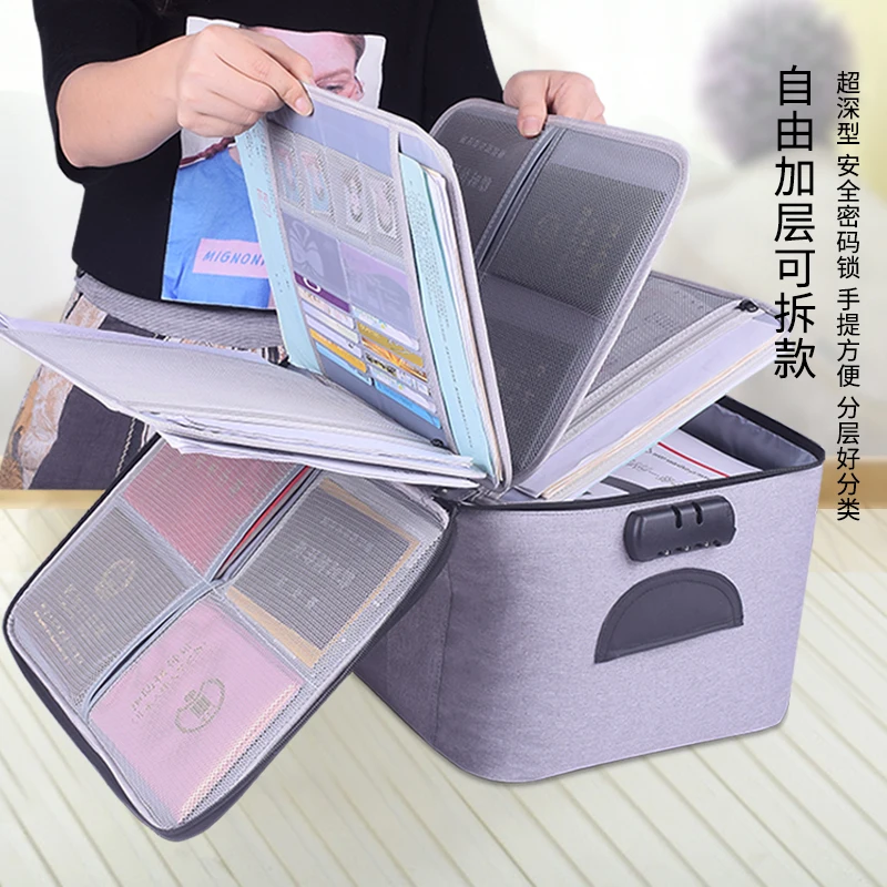 

Family documents and documents storage bag, large capacity password box, multi-functional household registration book