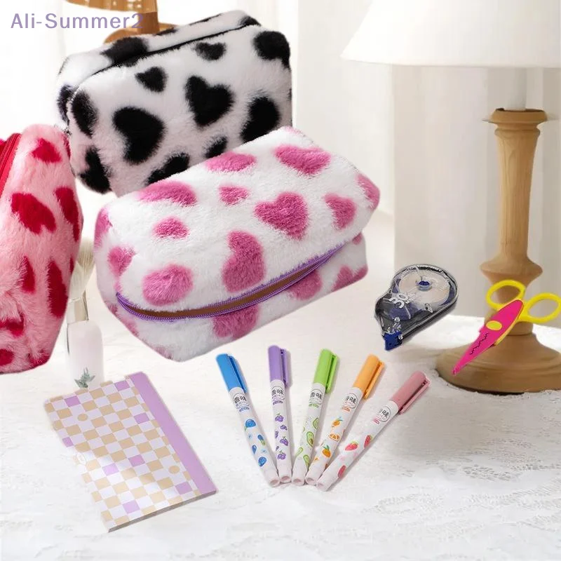 

{Summer2} Heart-Embossed Pencil Case; Large Storage Option; Stylish Desk Organizer that Improves Office Decor.