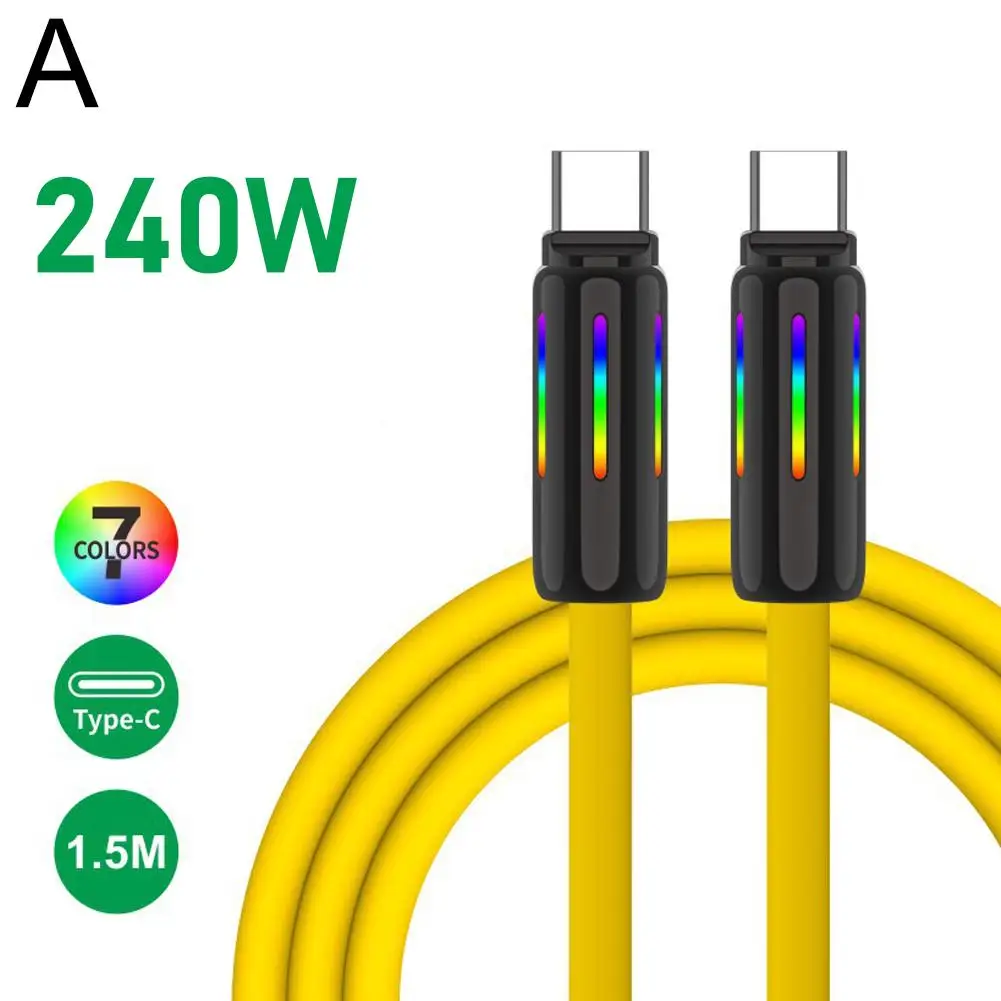 240W USB Type C Data Cable ความเร็วสูง USB ซิลิโคน Fast สายชาร์จสําหรับ Apple แท็บเล็ต Oppo L8V1