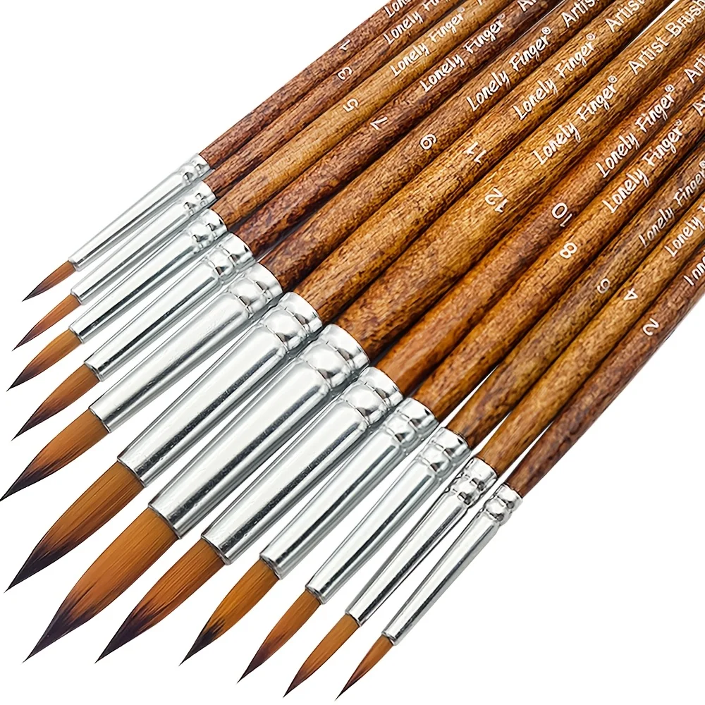 12pcs Premium Artist Paint Brush Set - Soft Synthetic Nylon, Versatile Round Pointed Tips for Acrylic, Watercolor, Oil & Gouache