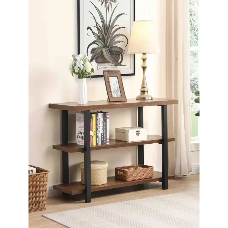 American wrought iron solid wood entrance table against the wall display shelf living room entrance desk aisle narrow and long s