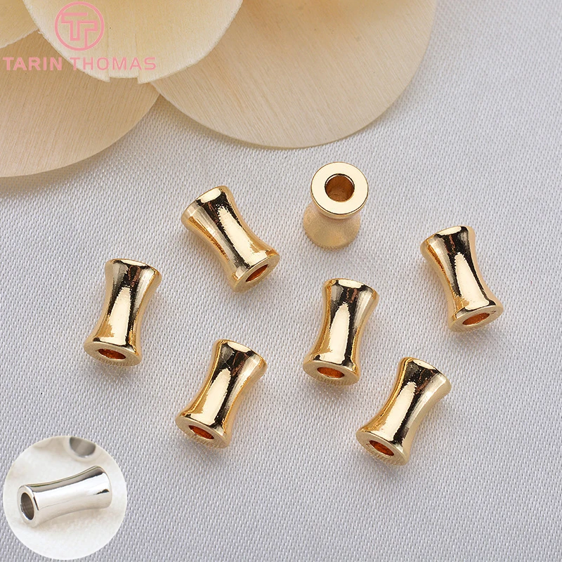 (3495)20PCS 5x8MM Hole 2.4MM 24K Gold Color Plated Brass Cylindrical Spacer Beads Bracelet Beads High Quality Jewelry Accessorie