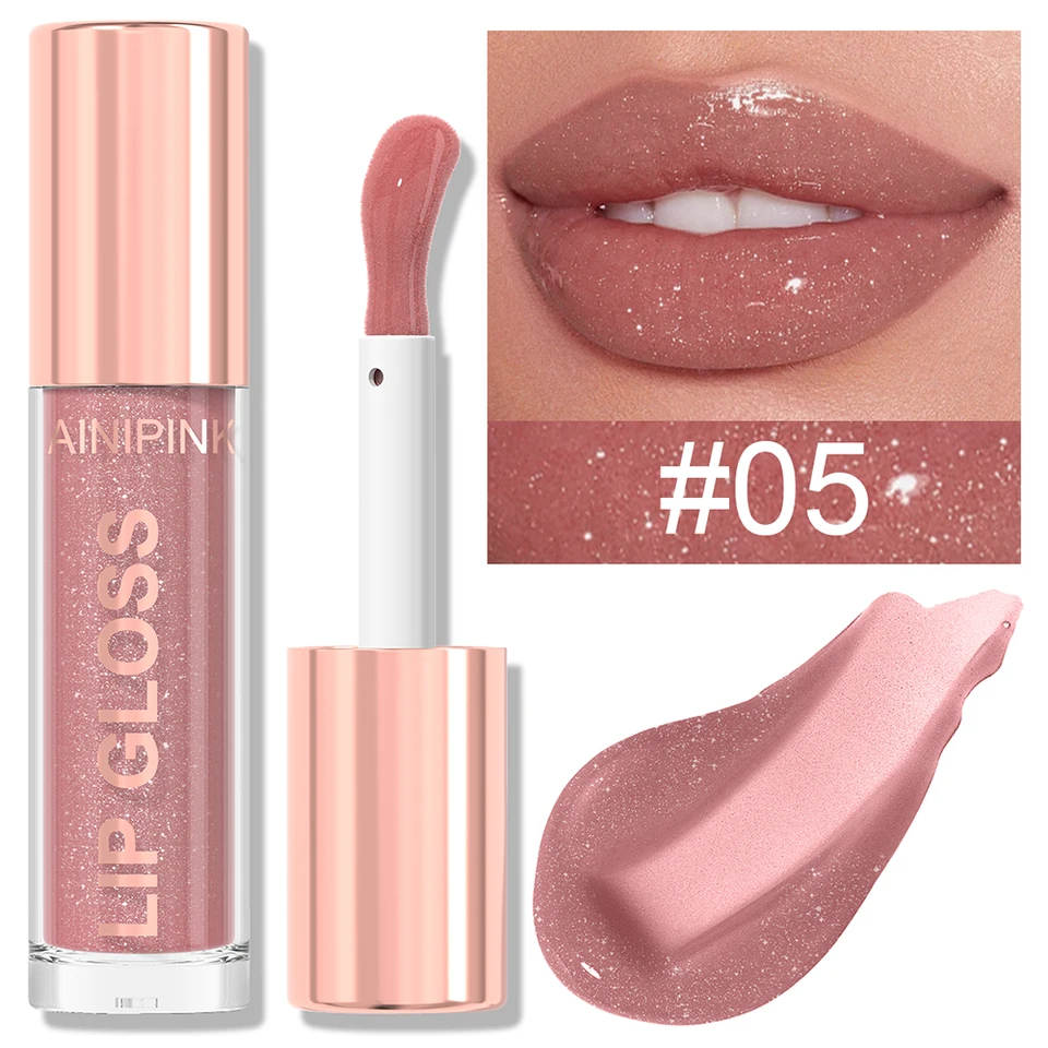 Glitter Lip Gloss Lipstick, Lip Tint Moisturizing Hydrating Long Lasting  Non-Stick Cup Waterproof Nude Lip Plumper High Pigment, image 7