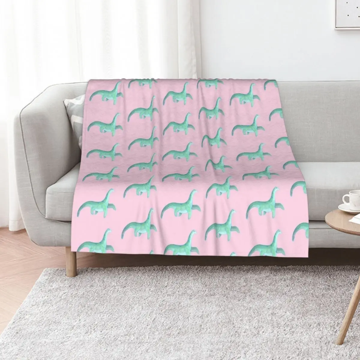 Monster of Loch Ness , Nessie (pink background) Throw Blanket Softest anime Blankets For Sofas Large Camping Blankets