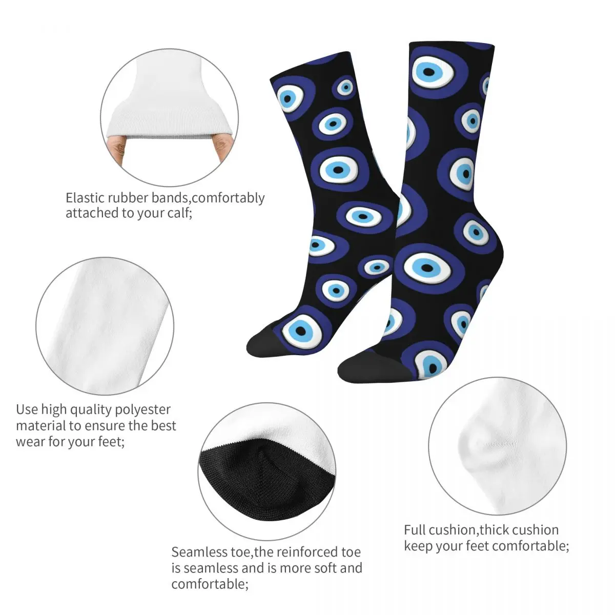 Greek Evil Eye Socks Men Women Polyester Casual Socks Novelty Spring Summer Autumn Winter Stockings Gift