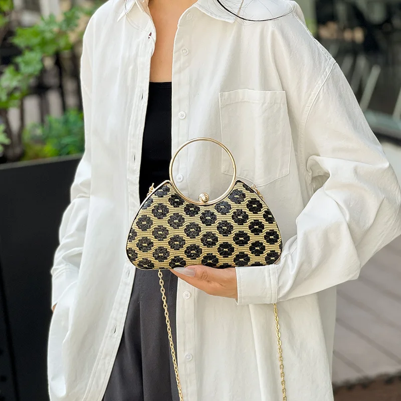 المرأة مساء حقيبة حقيبة كروسبودي مقبض معدني علوي مساء مأدبة حقيبة بريق لامعة صندوق حقيبة كتف حقيبة المعصم الترتر حقيبة السيدات #3