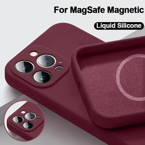 For Magsafe Magnetic Liquid Silicone Case For iPhone 15 13 11 12 14 Pro Max Mini XS XR X 8 Plus SE Wireless Charging Phone Cases