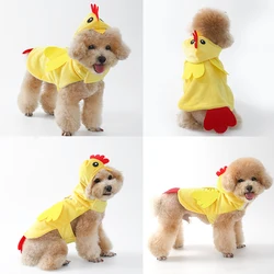 Yellow Chicken Pet Clothes Dogs Cosplay Costume Soft Winter Warm Puppy Overalls Fleece Cat Coat Jacket Funny Pets Hoodies