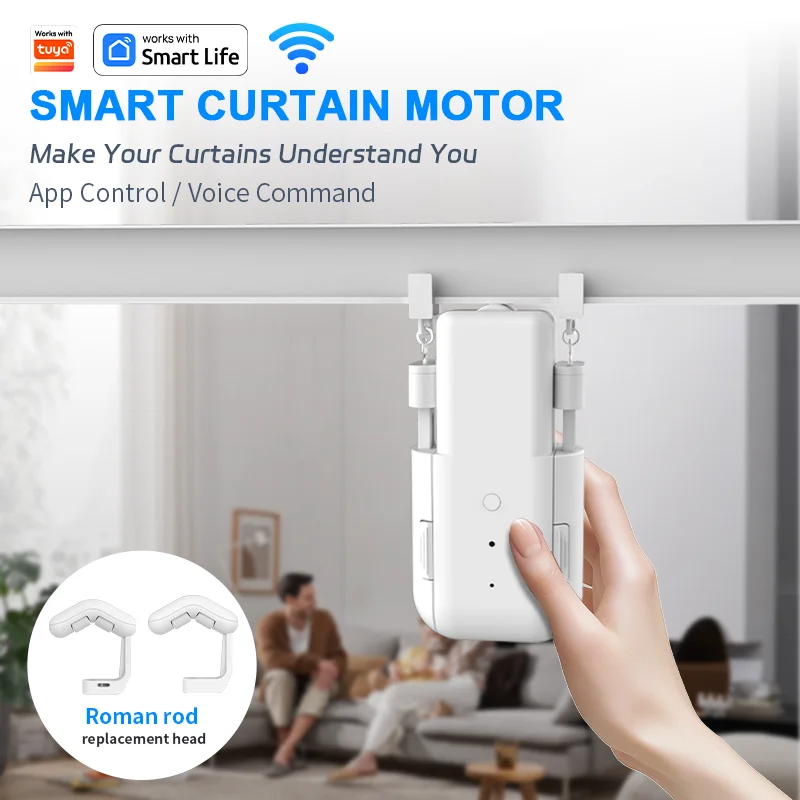The three-in-one smart curtain track robot is equipped with WiFi connection and APP control, supports home automation timing swi