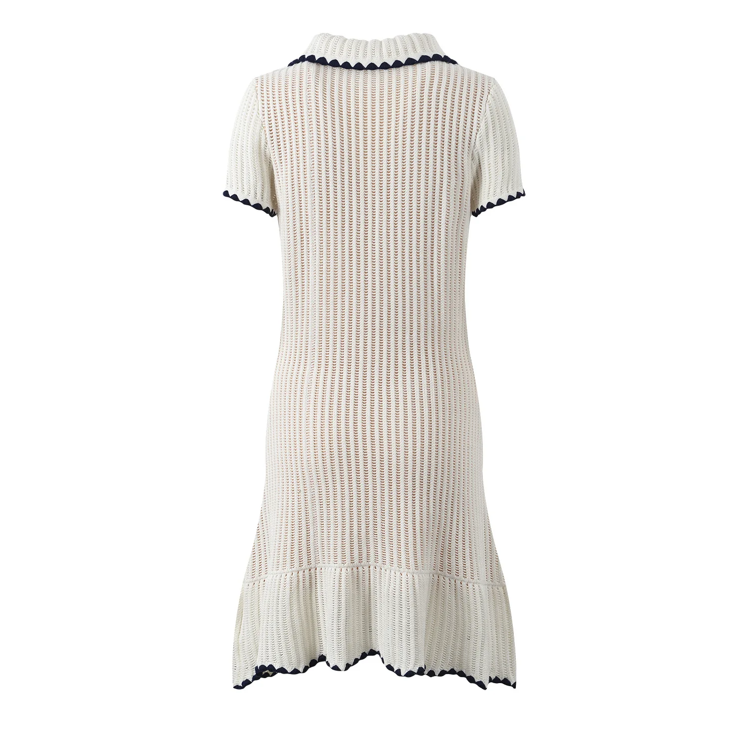 ZJYT Fashion Summer Women\'s Mini Knitting Dress Hit Color White Short Sleeve Eegant Dresses Female Clothing 2024 New Designer