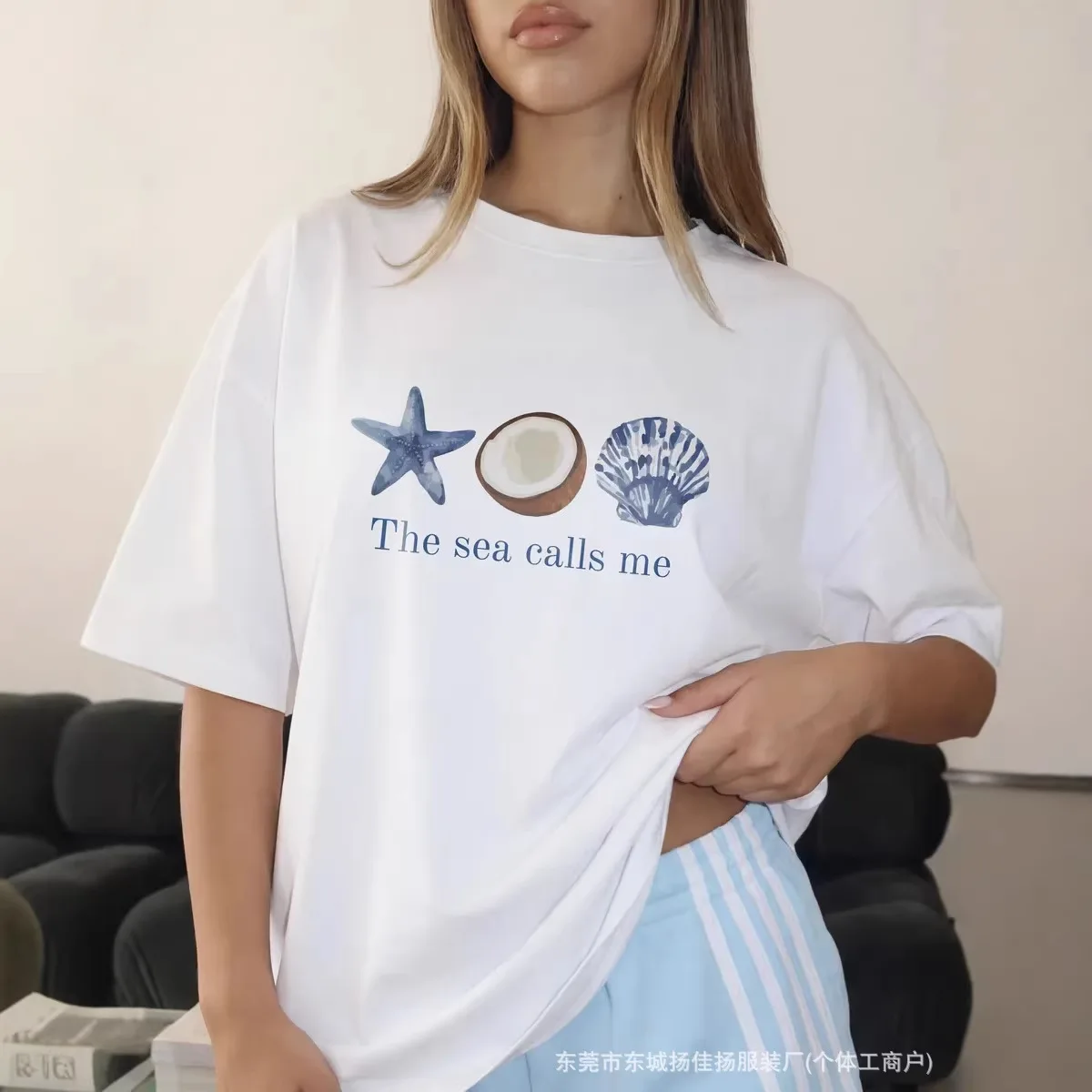 

2026 Summer Casual T Shirt Tees Blusas Short Top Women's T-shirts Simple Style All-match Fashion Loose Printed Round Neck Ladies