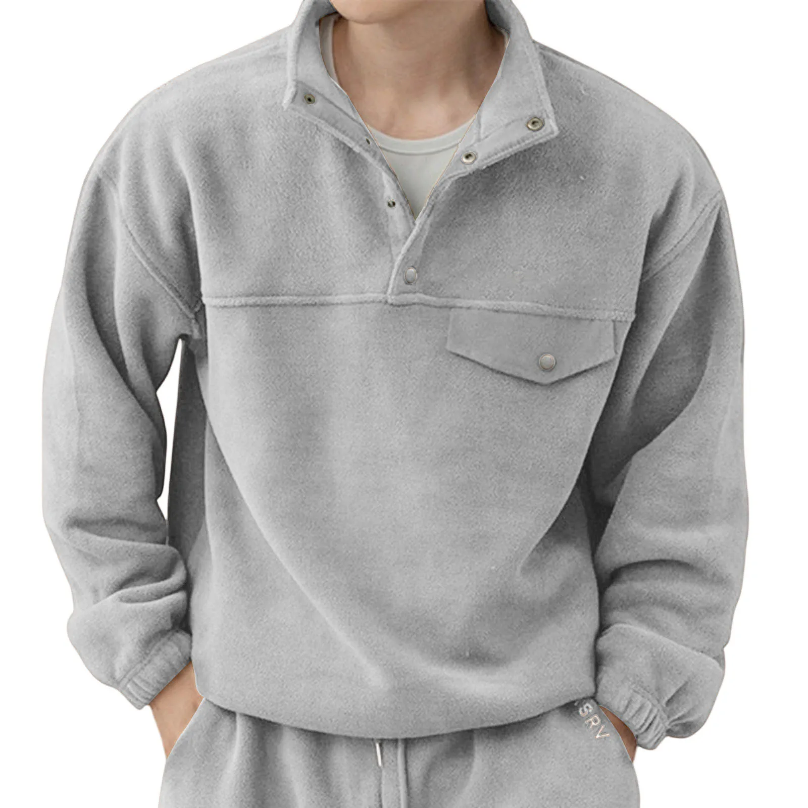 طوق بلون الصوف هوديي الرجال الشتاء عارضة الرياضة هوديي النمط الأمريكي الصوف هوديي السترة في الهواء الطلق #3