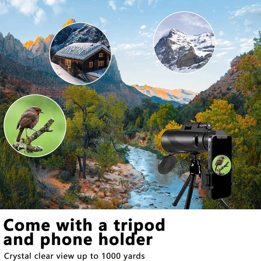 8X42 Telescope Monocular Bak4 Prism IPX4 Waterproof Long Range Powerful For Concerts Competitions Hunting Outdoor Camping