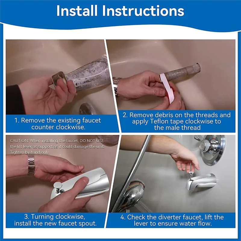 AA84 Bathroom Tub Spout,5 1/4 Inches Reach Wall Front Mount with Shower Diverter 1/2In IPS Inside Thread Bathtub Faucet Spout