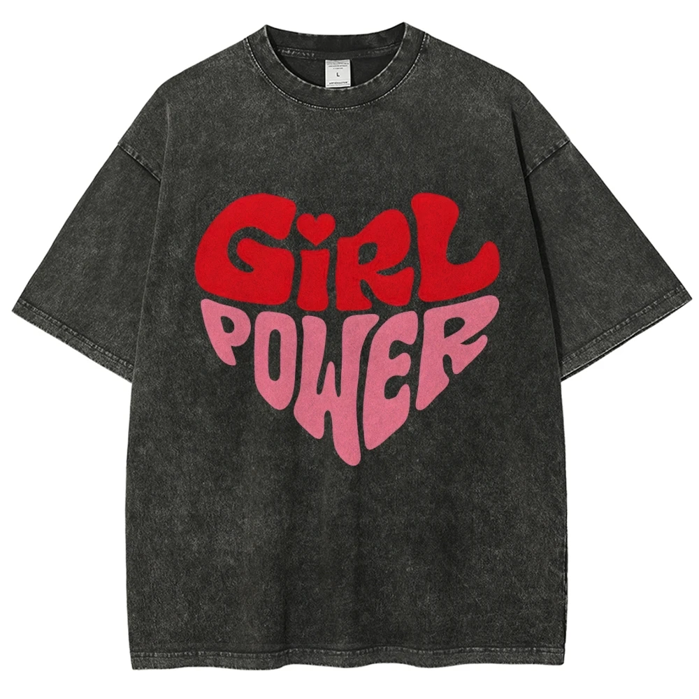 Girl Power Love Vintage Unisex Washed T-shirt, Barbie Chic Y2k Shirt