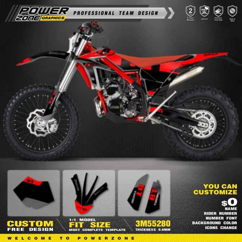 PowerZone Custom Team Graphic Decal & Sticker Kit For BETA Xtrainer 2015 2016 2017 2018 2019 200 250 300 350 cc 001