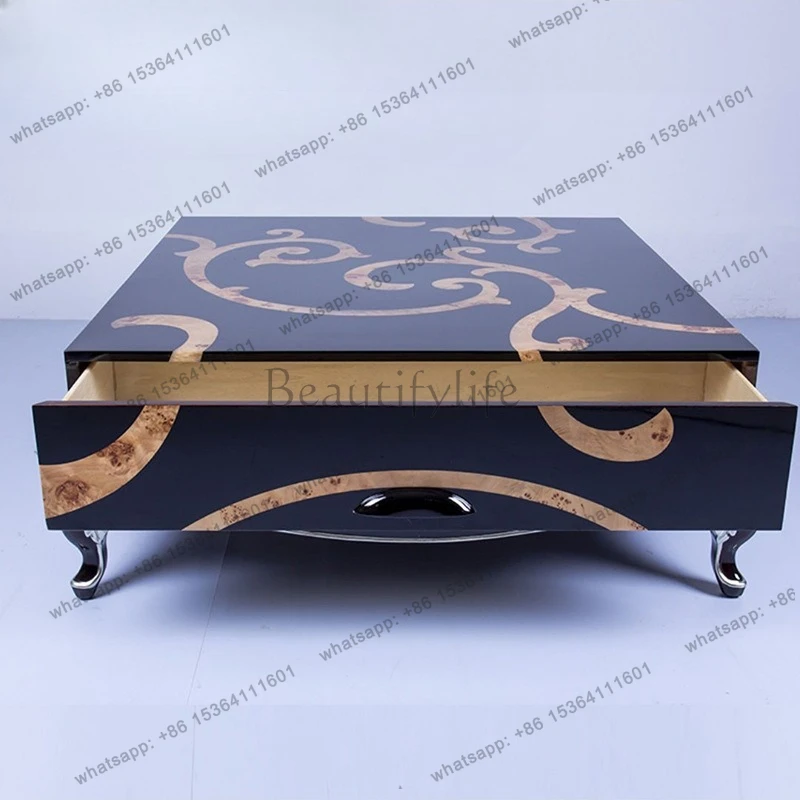European-style large coffee table, living room art design square coffee table neoclassical villa furniture