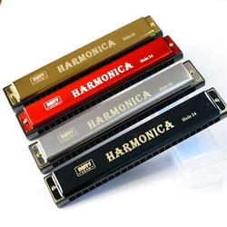 Miwayer Professional 24 Hole Harmonica Mouth Metal Organ for Beginners with Case for Beginner Students Kids Gift with Case