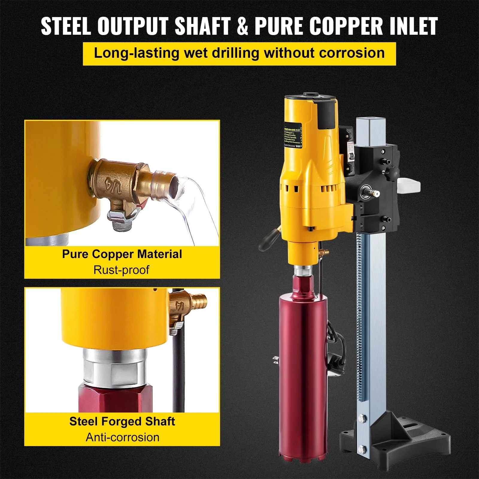 3980W Diamond Core Drilling Machine 8 Inch/205MM Diamond Core Drill Rig with Stand and Drill Bits For Concrete Drilling Boring