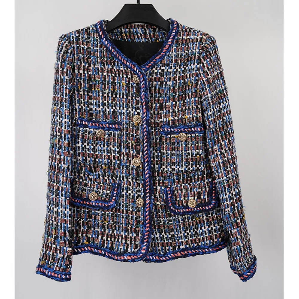 

2023 Spring Autumn Chic Women's High Quality Brand New Elegant O-neck Tweed Jackets Coat B877