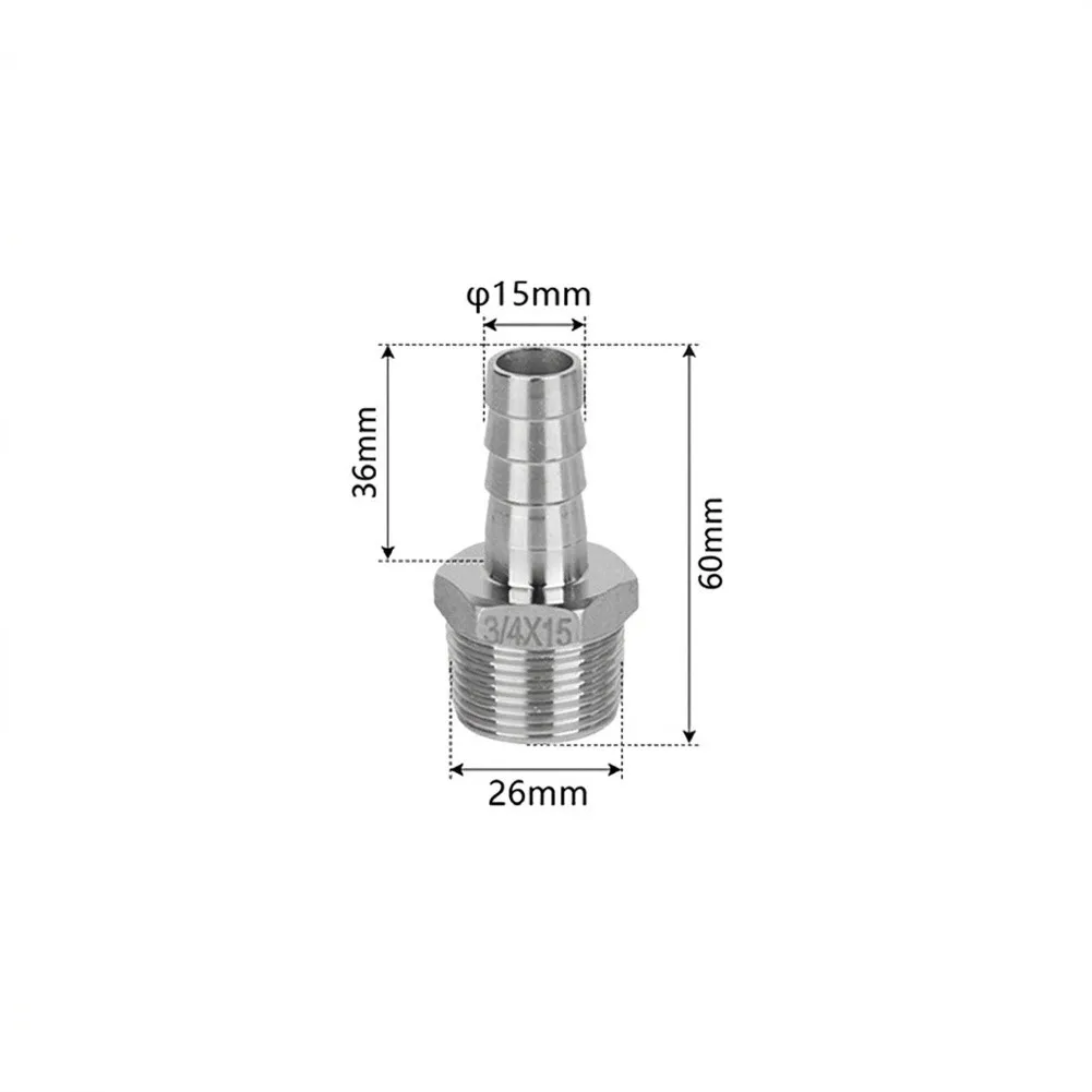 6 Piece 304 Stainless Steel Barbed Fitting Kit with 3/4 Inch NPT Male Thread Designed for Home Brew Plumbing Use