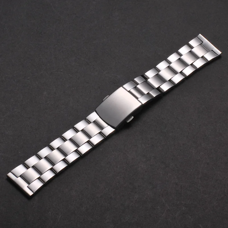 Watch Accessories Stainless Steel Wrapped Steel Strap Double Sided Folding Buckle Flat Steel Strap Men and Women Bracelet Strap