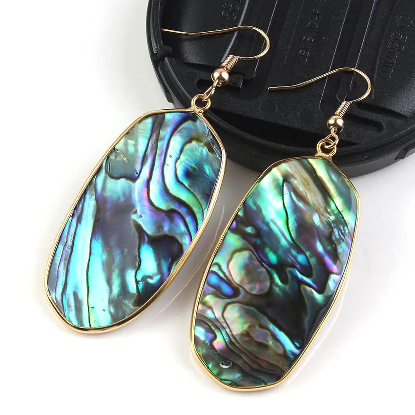 

KFT Natural Colorful Paua Abalone Shell Dangle Hook Drop Earrings For Women Hanging Fashion Jewelry