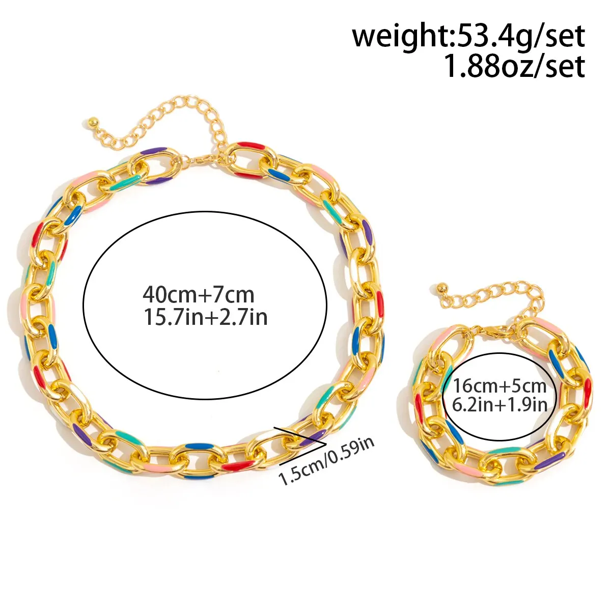 2pc Colorful Bohemian Choker Necklace & Bracelet Set