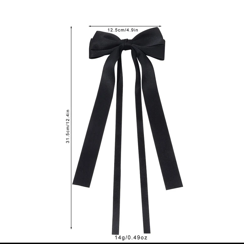 Solid Double Bowknots Hair Clips Women Long Ribbon Bow for Girls Tassel Hair Clips Barrettes Kawaii Pins Kids Hair Accessories