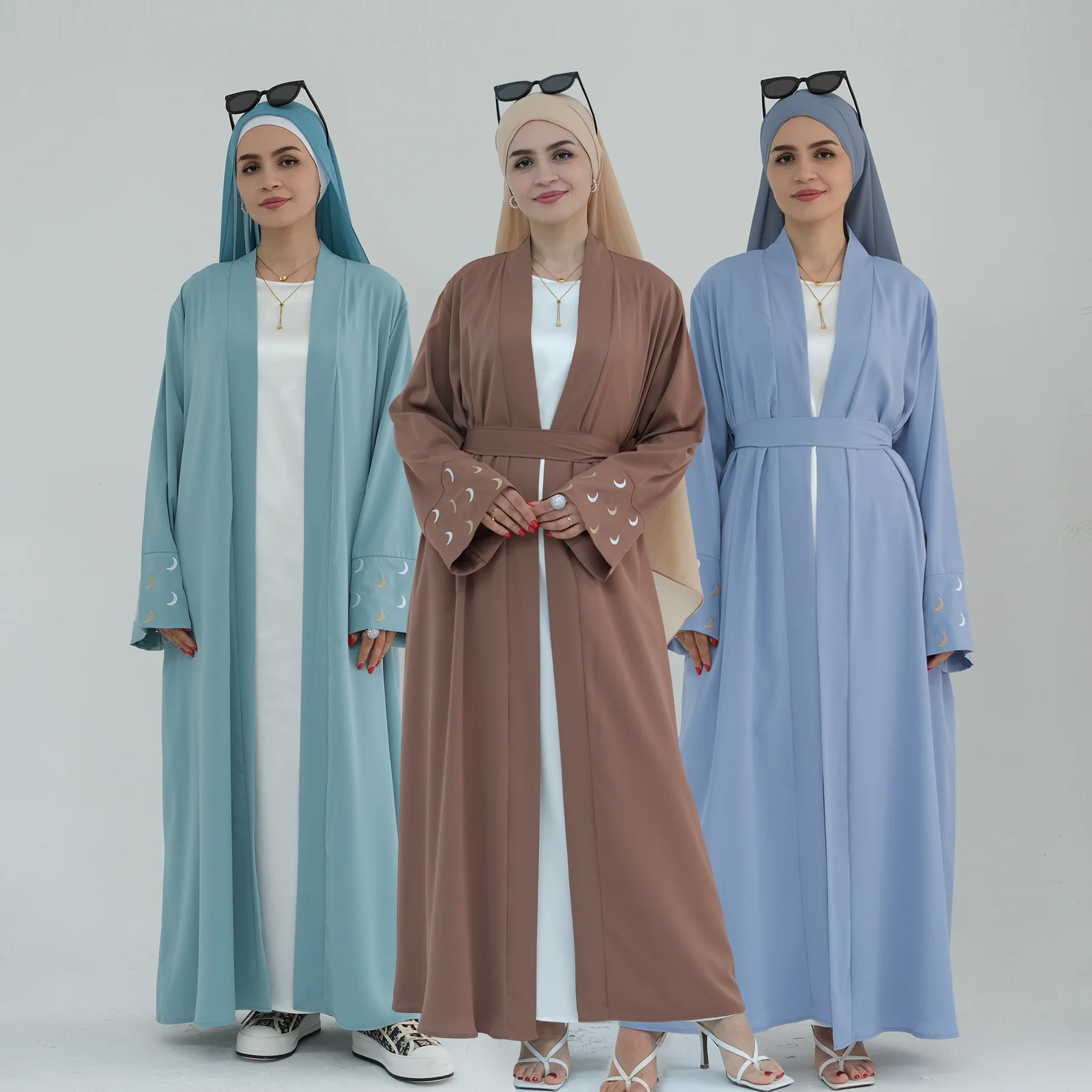 

Женское платье, кардиган, открытый халат, абайи, Ид, мусульманские платья, вышивка, пояса для Рамадана, Джалабия, Марокко, Дубай, кафтан, Vestidos