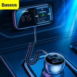 Baseus FM Del Modulatore Del Trasmettitore Bluetooth 5.0 FM Radio 3.1A USB Caricabatteria Da Auto Kit Vivavoce Per Auto Senza Fili di Audio Aux FM Transmiter