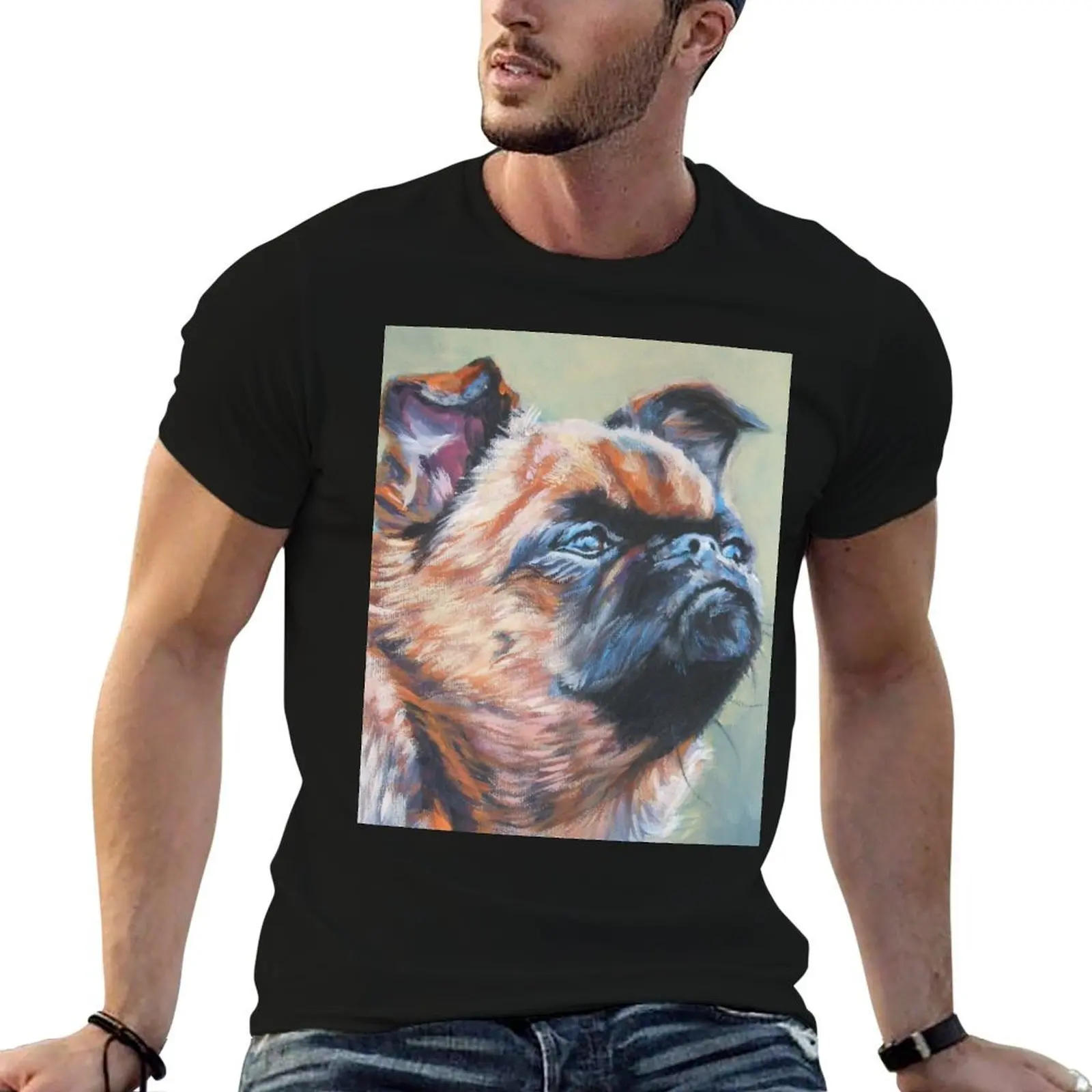 

Brussels Griffon Fine Art Painting T-Shirt man t shirt luxury t shirts for man graphic funny T-Shirt