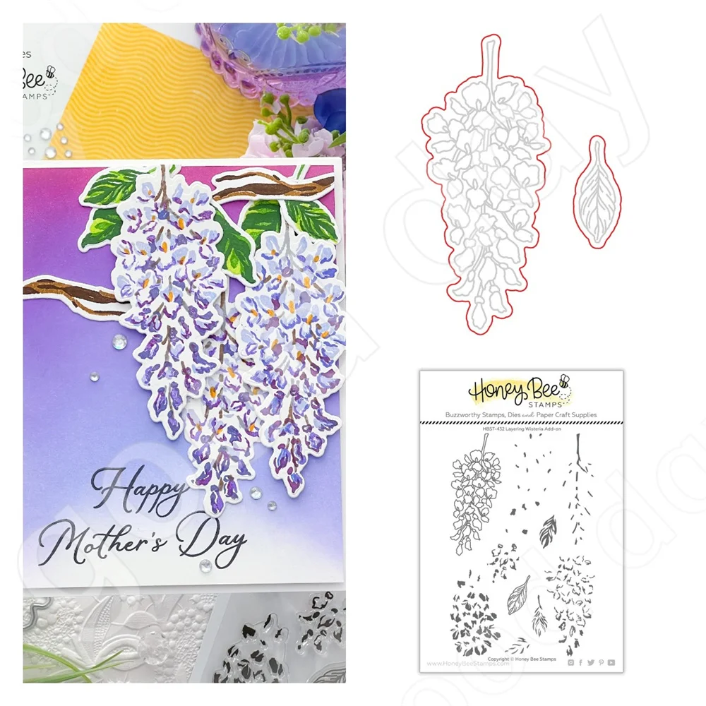 2022 Arrival New Layering Wisteria Add-On Dies Stamps Scrapbook Used for Diary Decoration Template Diy Greeting Card Handmade